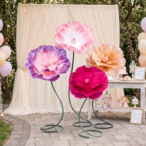 4 PCS 5ft Giant Artificial Flower for Wedding & Birthday Party in Yellow, Purple, Rose Red, Pink, alternate view 3