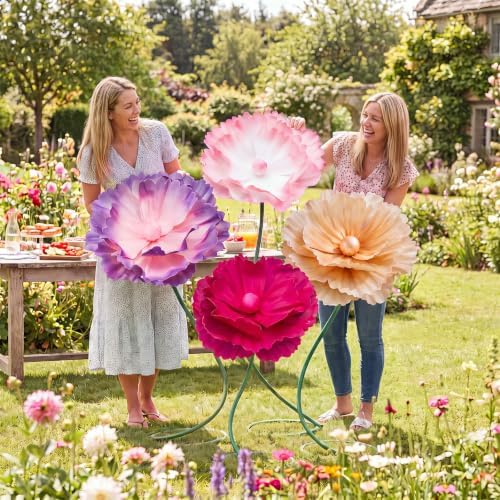 4 PCS 5ft Giant Artificial Flower for Wedding & Birthday Party in Yellow, Purple, Rose Red, Pink, alternate view 4