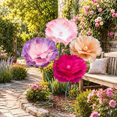 4 PCS 5ft Giant Artificial Flower for Wedding & Birthday Party in Yellow, Purple, Rose Red, Pink, alternate view 5