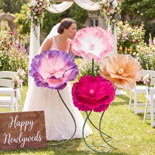 4 PCS 5ft Giant Artificial Flower for Wedding & Birthday Party in Yellow, Purple, Rose Red, Pink, alternate view 6