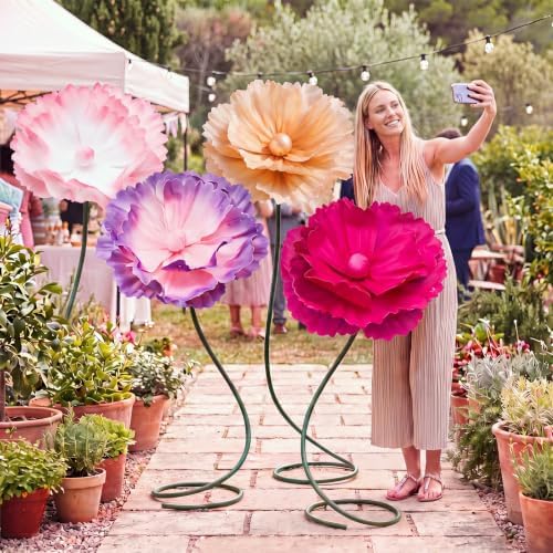 4 PCS 5ft Giant Artificial Flower for Wedding & Birthday Party in Yellow, Purple, Rose Red, Pink, alternate view 7