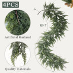 4 Pcs 6 FT Artificial Christmas Cedar Garland for Mantle Home Decoration, alternate view 5