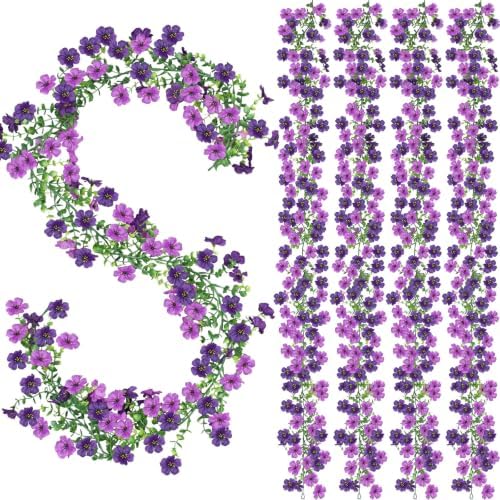 4 Pcs 6 ft Artificial Flowers Wisteria Garland, Purple
