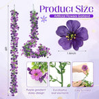4 Pcs 6 ft Artificial Flowers Wisteria Garland, Purple, alternate view 2