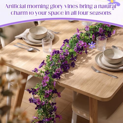 4 Pcs 6 ft Artificial Flowers Wisteria Garland, Purple, alternate view 3