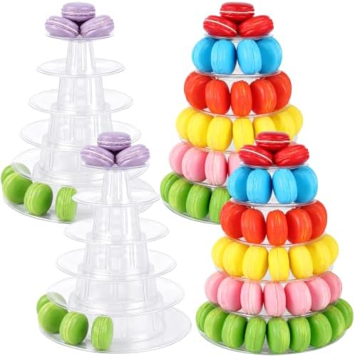 4 Pcs 6 Tiers Macaron Tower Stand Cupcake Display Rack in clear