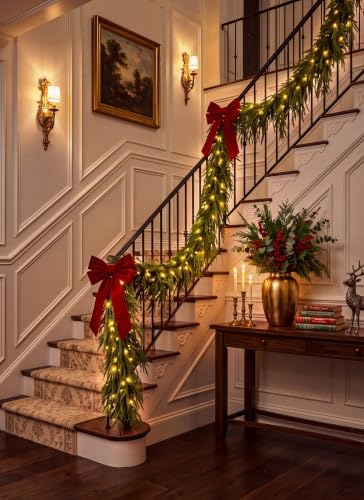 4 Pcs 6Ft Artificial Norfolk Pine Christmas Garland with LED String Lights, alternate view 3