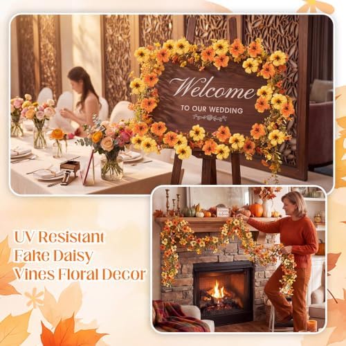 4 Pcs 6ft Fall Artificial Daisy Garland Autumn Hanging Vine Decor, alternate view 5
