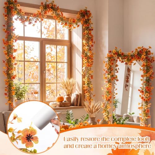 4 Pcs 6ft Fall Artificial Daisy Garland Autumn Hanging Vine Decor, alternate view 6