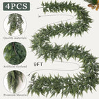 4 Pcs 9 FT Artificial Christmas Cedar Garland for Mantle Home Decoration, alternate view 5