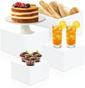 4 Pcs Acrylic Buffet Risers, Food Display Stands (5", 6", 7", 8'') in White