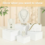 4 Pcs Acrylic Buffet Risers, Food Display Stands (5", 6", 7", 8'') in White, alternate view 4