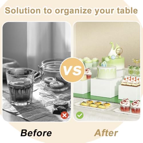4 Pcs Acrylic Buffet Risers, Food Display Stands (5", 6", 7", 8'') in White, alternate view 6