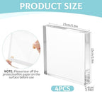 4 PCS Acrylic Display Blocks 6 x 6 x 1 Inches Clear Polished Acrylic Cube Riser Square Base Stand Solid Pedestal, alternate