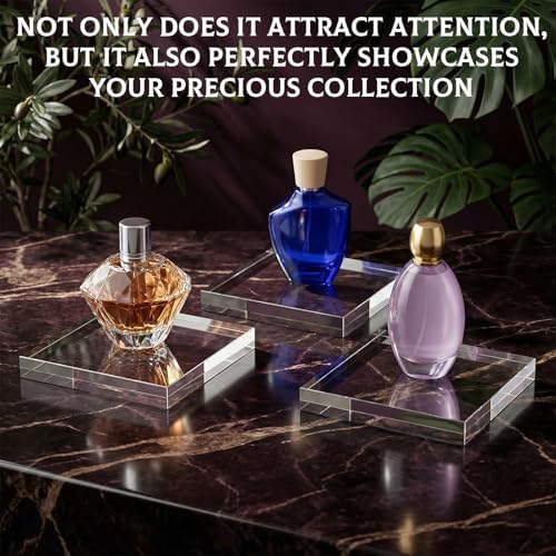 4 PCS Acrylic Display Blocks 6 x 6 x 1 Inches Clear Polished Acrylic Cube Riser Square Base Stand Solid Pedestal, alternate