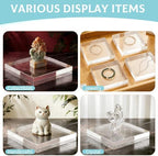 4 PCS Acrylic Display Blocks 6 x 6 x 1 Inches Clear Polished Acrylic Cube Riser Square Base Stand Solid Pedestal, alternate