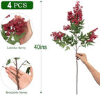 4 Pcs Artificial Berry Stem for Vase, 40In Faux Nandina Branches Fall Floral Picks Fake Realistic Berry Spray, alternate view
