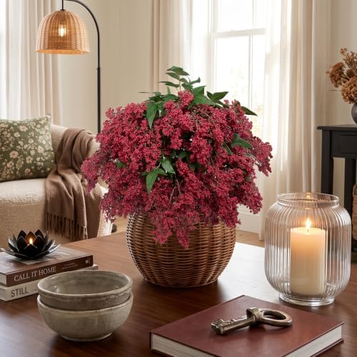 4 Pcs Artificial Berry Stem for Vase, 40In Faux Nandina Branches Fall Floral Picks Fake Realistic Berry Spray, alternate view