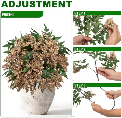 4 Pcs Artificial Berry Stem for Vase, 40In Faux Nandina Branches Fall Floral Picks Fake Realistic Berry Spray, alternate view
