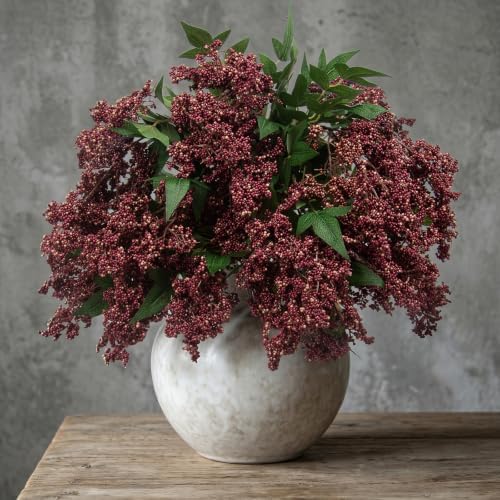 4 Pcs Artificial Berry Stem for Vase, 40In Faux Nandina Branches Fall Floral Picks Fake Realistic Berry Spray