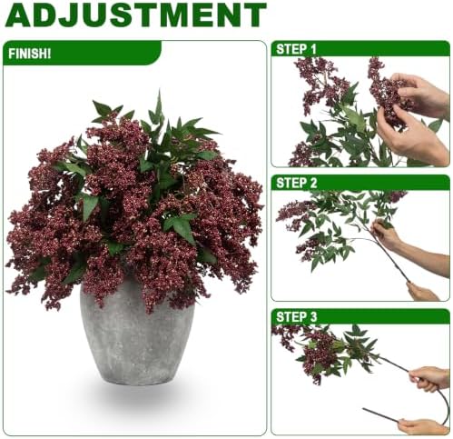 4 Pcs Artificial Berry Stem for Vase, 40In Faux Nandina Branches Fall Floral Picks Fake Realistic Berry Spray, alternate view