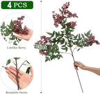 4 Pcs Artificial Berry Stem for Vase, 40In Faux Nandina Branches Fall Floral Picks Fake Realistic Berry Spray, alternate view