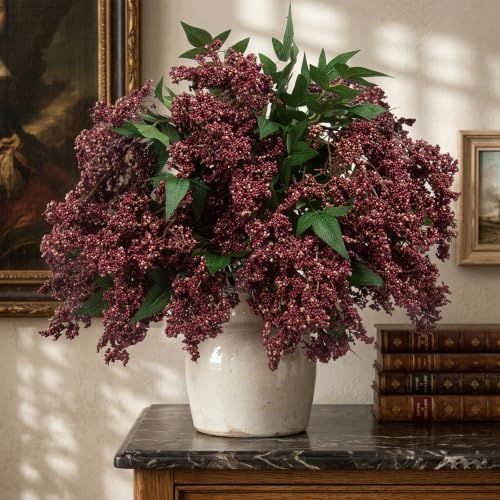 4 Pcs Artificial Berry Stem for Vase, 40In Faux Nandina Branches Fall Floral Picks Fake Realistic Berry Spray, alternate view