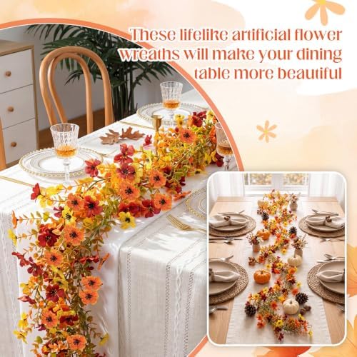 4 Pcs Artificial Fall Flowers for Outdoor Indoor Garden Home Decoration, alternate view 3
