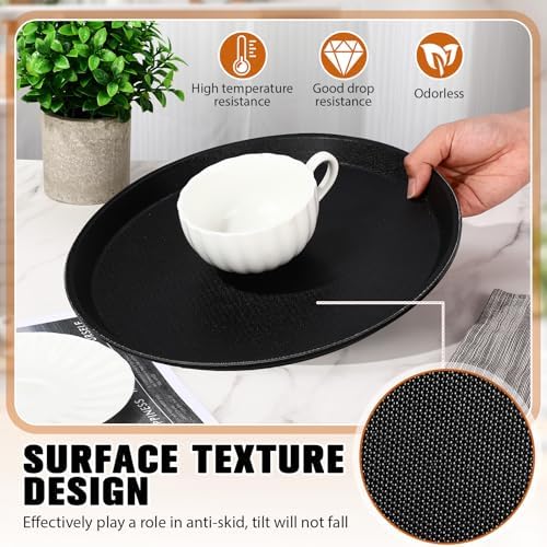 4 Pcs Bar Service Tray Round Plastic Non Slip,14", alternate view 4