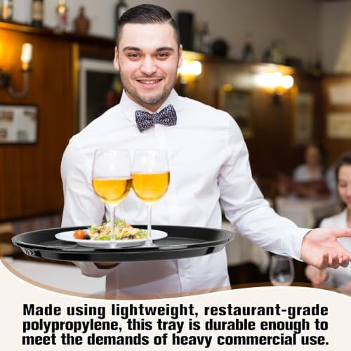 4 Pcs Bar Service Tray Round Plastic Non Slip,16", alternate view 2