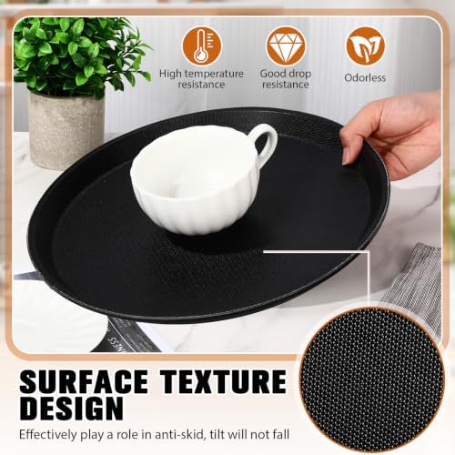 4 Pcs Bar Service Tray Round Plastic Non Slip,16", alternate view 5