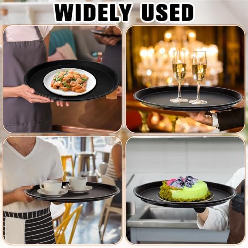 4 Pcs Bar Service Tray Round Plastic Non Slip,16", alternate view 6