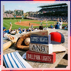 4 Pcs Baseball Wooden Blocks Sign with Bat, Blue White Red, alternate view 6