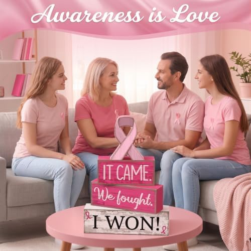 4 Pcs Breast Cancer Awareness Decor Pink Ribbon Table Decor, alternate view 4
