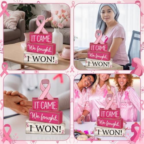 4 Pcs Breast Cancer Awareness Decor Pink Ribbon Table Decor, alternate view 5