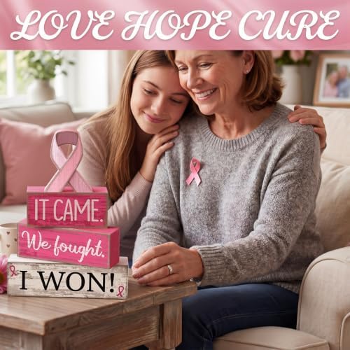 4 Pcs Breast Cancer Awareness Decor Pink Ribbon Table Decor, alternate view 6