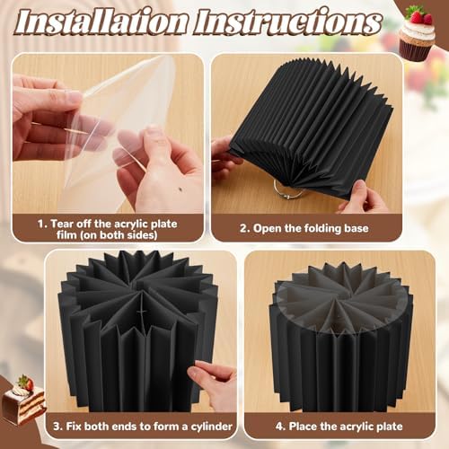 4 Pcs Buffet Risers Food Display for Dessert Table,4 Sizes, Black in Black, alternate view 5