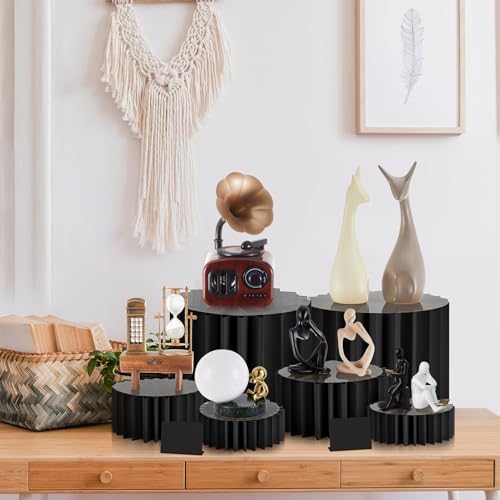 4 Pcs Buffet Risers Food Display for Dessert Table,4 Sizes, Black in Black, alternate view 6