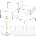 4 Pcs Buffet Risers with Cupcake Stand Holder Tray, Transparent in Transparent