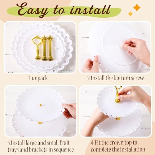 4 Pcs Buffet Risers with Cupcake Stand Holder Tray, Transparent in Transparent, alternate view 4
