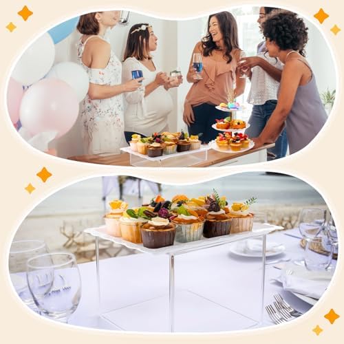 4 Pcs Buffet Risers with Cupcake Stand Holder Tray, Transparent in Transparent, alternate view 6