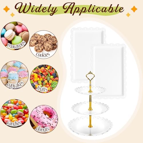 4 Pcs Buffet Risers with Cupcake Stand Holder Tray, White in White, alternate view 5