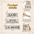4 Pcs Christian Table Decor Rustic God Bless This Home Stacked Sign, alternate view 3