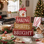 4 Pcs Christmas Table Decor, Gingerbread Baking Spirits Bright, alternate view 3