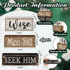 4 Pcs Christmas Table Decor, Wise Men Still Seek Him Sign, alternate view 3