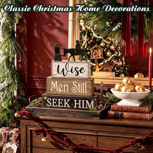 4 Pcs Christmas Table Decor, Wise Men Still Seek Him Sign, alternate view 4
