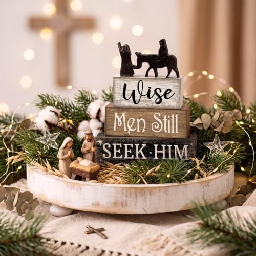 4 Pcs Christmas Table Decor, Wise Men Still Seek Him Sign, alternate view 5