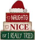 4 Pcs Christmas Table Decoration for Home, Humor Santa Hat Sign