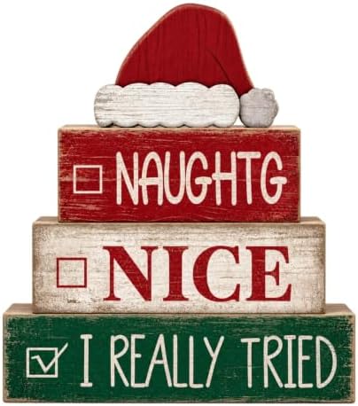 4 Pcs Christmas Table Decoration for Home, Humor Santa Hat Sign