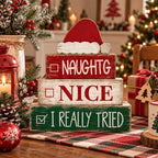 4 Pcs Christmas Table Decoration for Home, Humor Santa Hat Sign, alternate view 2